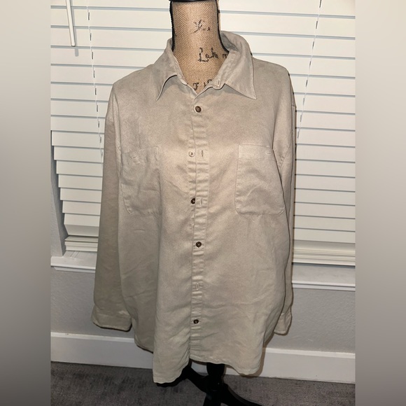 Brandini Mole Skin Tan Button Down Shirt sz XL - Picture 1 of 3